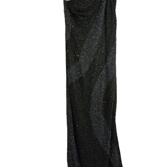 SCALA Long, Black, One Strap, Formal, Silk, Sequin Dress, Side Slit, Size Large - Picture 3 of 8
